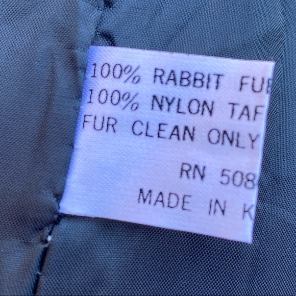 Vintage 70s 80s Rabbit Fur Belted Bomber Coat Jacket - Picture 7 of 8